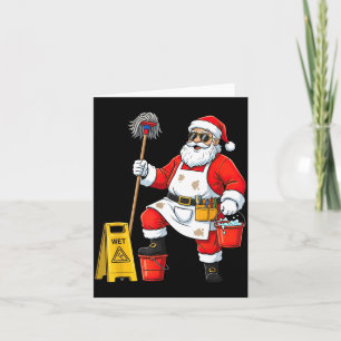 Carte Père Noël Concierge Drôle Graphique Nettoyeur Noël