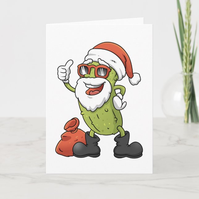 Carte Père Noël cornichon drôle Noël dessin animé vacanc (Devant)
