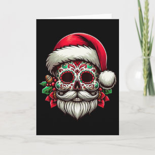 Carte Père Noël Crâne de Sucre Mexique Calavera Noël Dia