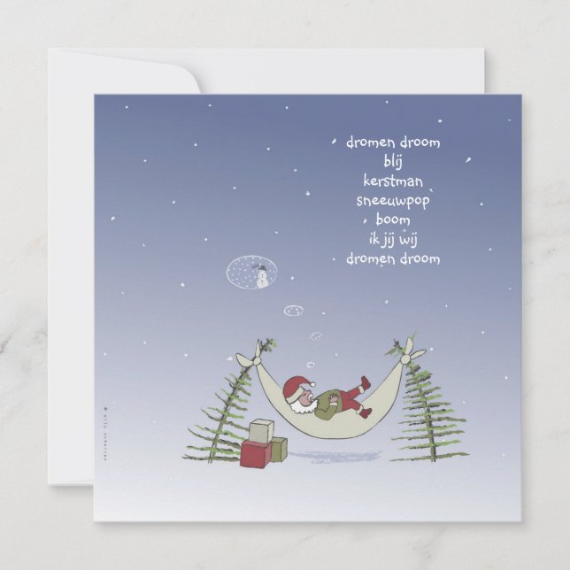 Carte Père Noël dans un hamac (Devant)