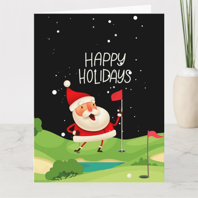 Carte Père Noël de golf Joyeuses Fêtes de Noël de golf  (Devant)