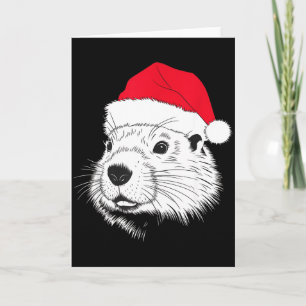 Carte Père Noël de la marmotte joyeuse sur le Noël de la