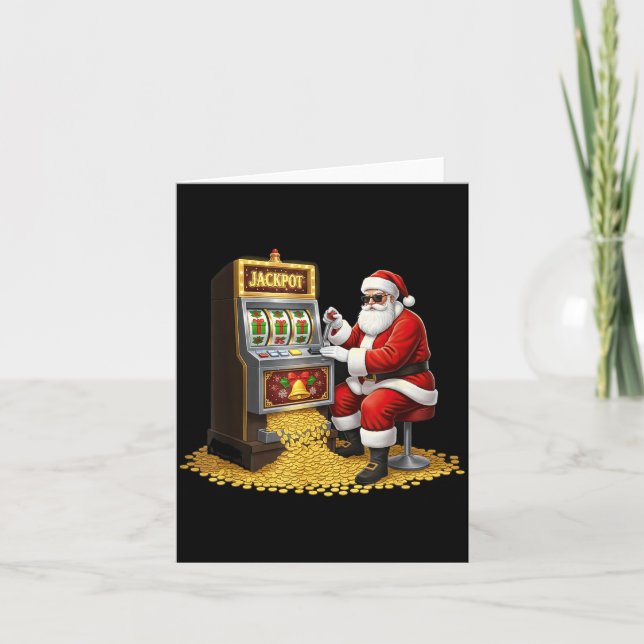 Carte Père Noël de machine à sous drôle Graphique de cas (Devant)