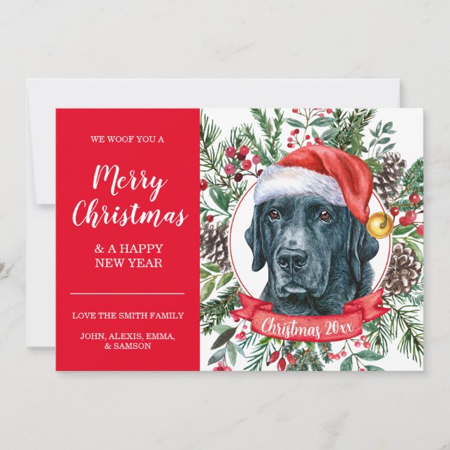 Carte Père Noël de Noël Black Lab sur mesure (Devant)