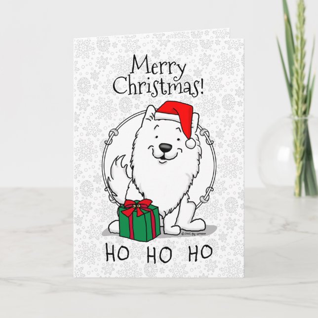 Carte Père Noël de Noël Chien Esquimau Américain HO HO H (Devant)