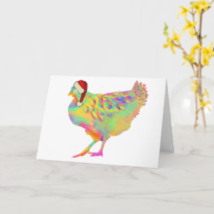 Carte Père Noël de Noël Coq Drôle Coloré Amoureux des Po