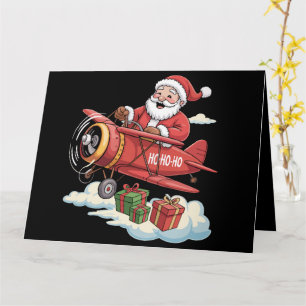 Carte Père Noël de Noël Pilote Avion Volant Cadeau