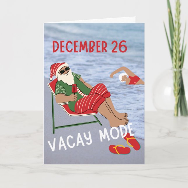 Carte Père Noël de Noël sur Vacay à la plage (Devant)