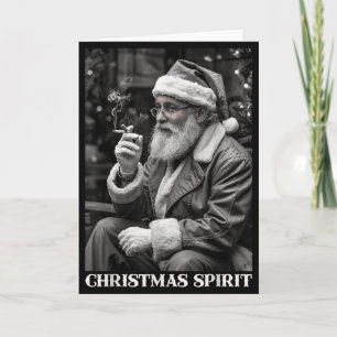 Carte Père Noël de style rétro fumant une cigarette Noël