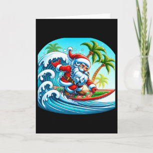 Carte Père Noël de surf de Noël Plage Planche de surf Pa