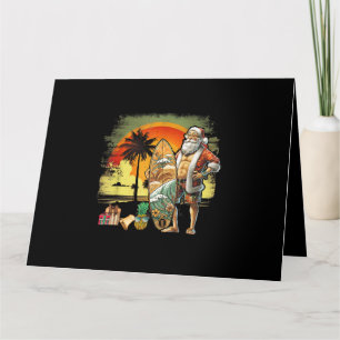 Carte Père Noël de surf d'été tropical 6 Pack Noël