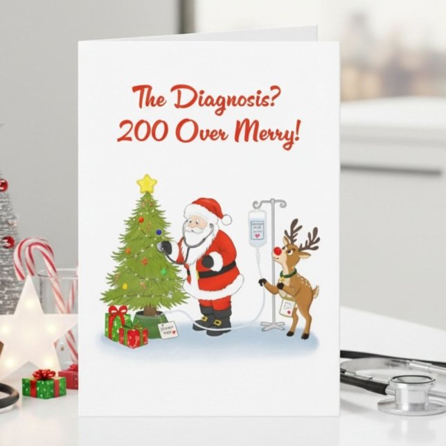 Carte Père Noël docteur drôle vérification de l'arbre de (Créateur téléchargé)