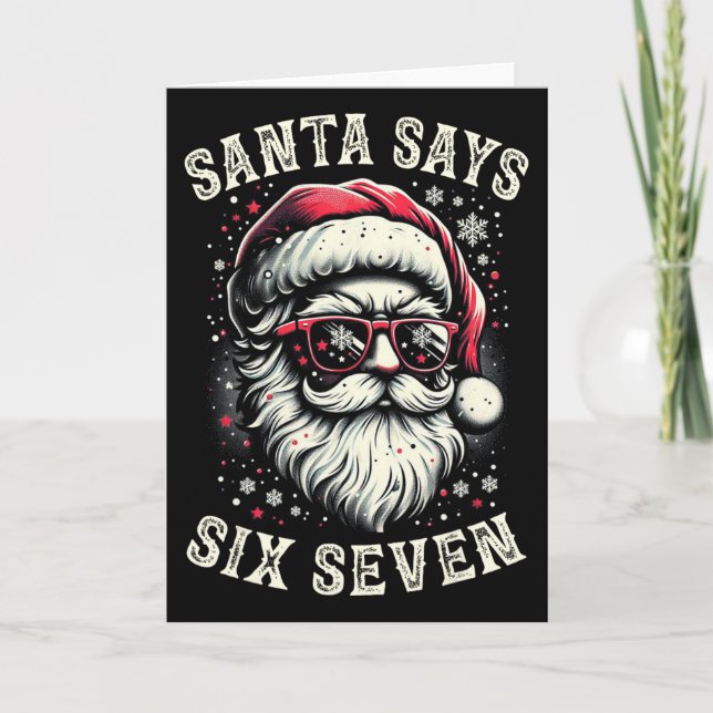 Carte Père Noël drôle de Noël Six Sept 6-7 Meme Brain Ro (Devant)
