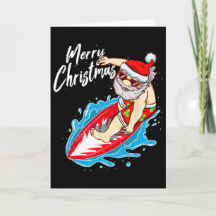 Carte Père Noël drôle de surf Père Noël de Noël hawaïen