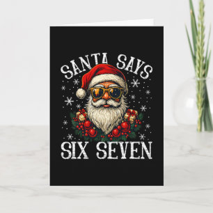 Carte Père Noël drôle dit six sept Noël 67 Meme Xmas 