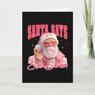 Carte Père Noël drôle dit six sept Noël 67 Meme Xmas