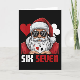 Carte Père Noël drôle dit six sept Poker Noël 67 Meme