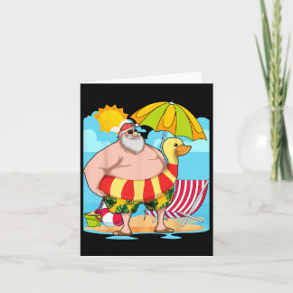 Carte Père Noël drôle Été Hawaïen Tropical Noël