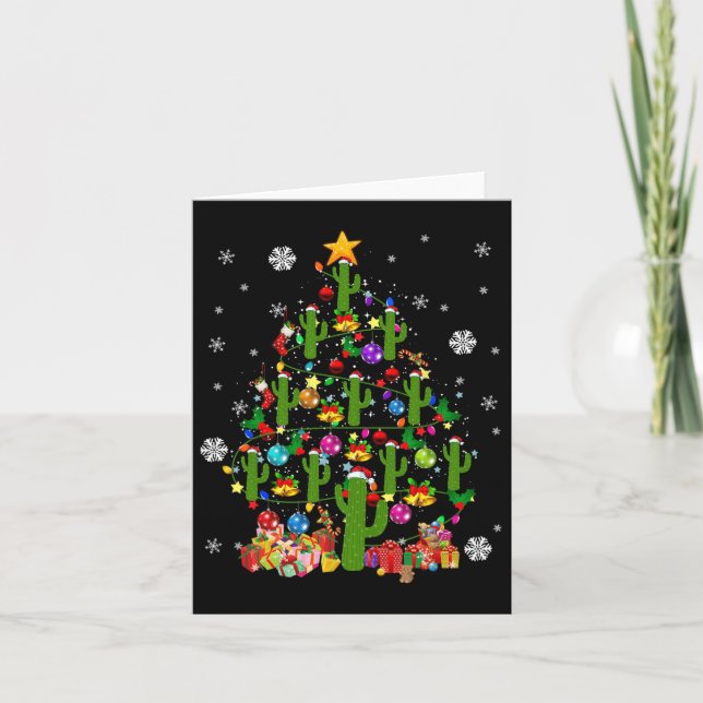 Carte Père Noël Elf Reindeer Cactus Xmas Tree Light Cact (Devant)