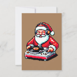 Carte Père Noël en DJ : Soirée de Noël à 8 bits