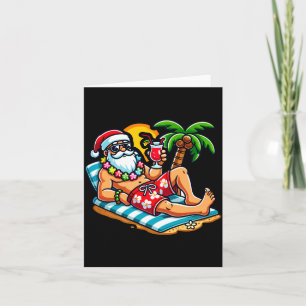 Carte Père Noël en maillot de bain Fête de Noël d'été su