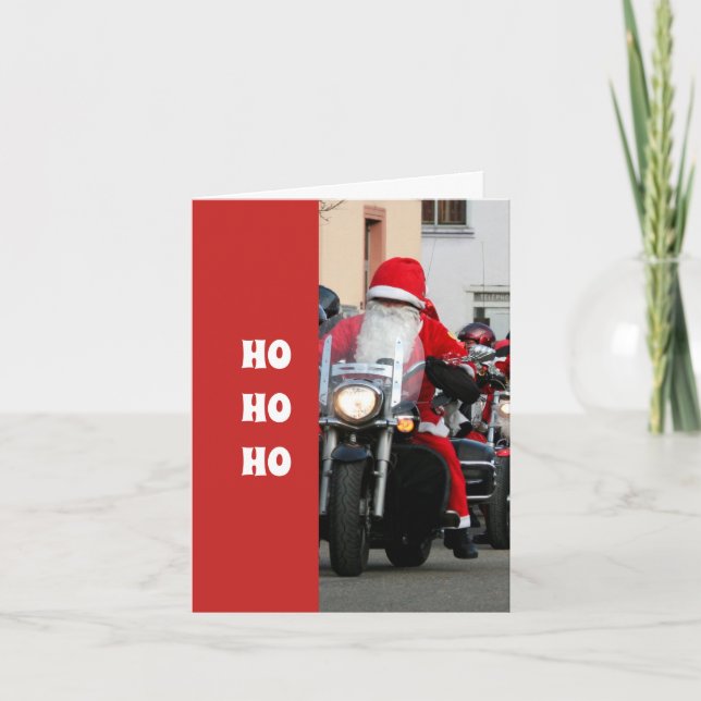 Carte Père Noël en moto Ho Ho Ho (Devant)