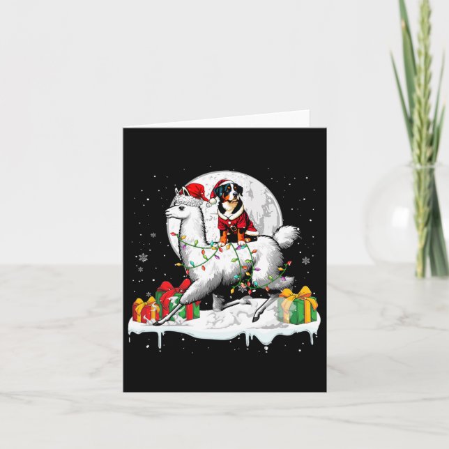 Carte Père Noël Entlebucher Mountain Riding Llama Christ (Devant)