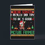 Carte Père Noël essaie d'être un bon encadreur - Noël dr<br><div class="desc">Père Noël essaie d'être un bon encadreur - Noël drôle</div>