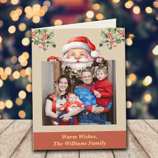 Carte Père Noël est ici Photo de famille modifiable