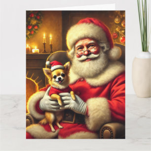 Carte Père Noël et Chihuahua Noël des chiots