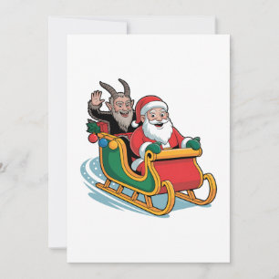 Carte Père Noël et Krampus Mal noir Noël Horreur Noël No
