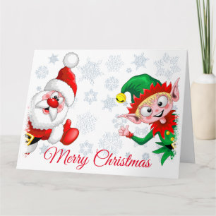 Carte Père Noël et Lutin Personnages de Noël Pouce en l'