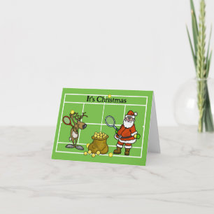 Carte Père Noël et Reindeer Funny Tennis Card Christmas