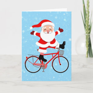 Carte Père Noël fait du vélo