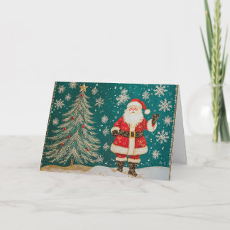 Carte Père Noël Festive Gold Foil avec Snowflakes