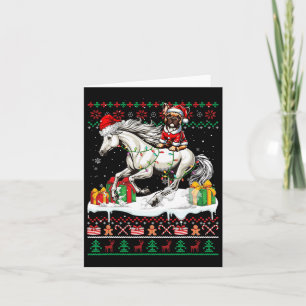 Carte Père Noël French Bulldog équitation Cheval Noël Sw