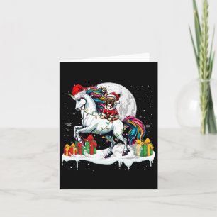 Carte Père Noël French Bulldog équitation Unicorn Christ