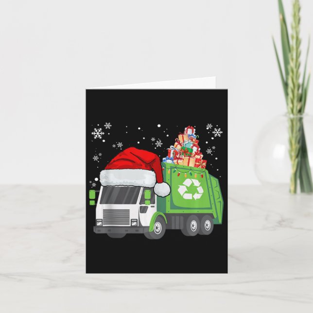 Carte Père Noël Garbage Truck transportant la correspond (Devant)