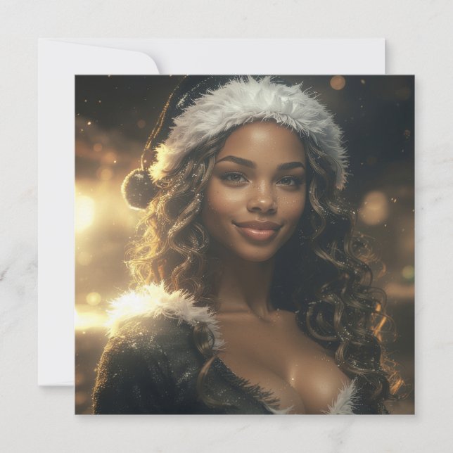 Carte Père Noël Girl sur le marché de Noël (Devant)