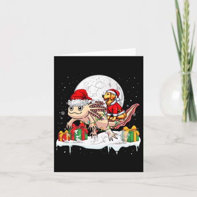 Carte Père Noël Golden Retriever équitation Axolotl Chri (Devant)