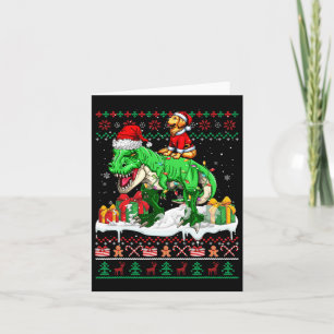 Carte Père Noël Golden Retriever équitation T-rex Christ