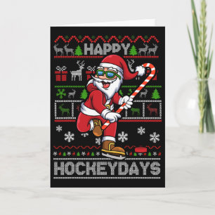 Carte Père Noël hockey sur glace Joyeux Hockeydays Noël