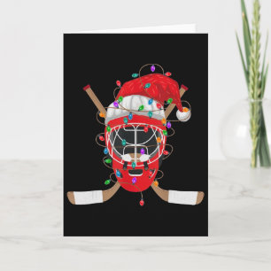 Carte Père Noël Hockey sur glace Noël Éclairages Hockey