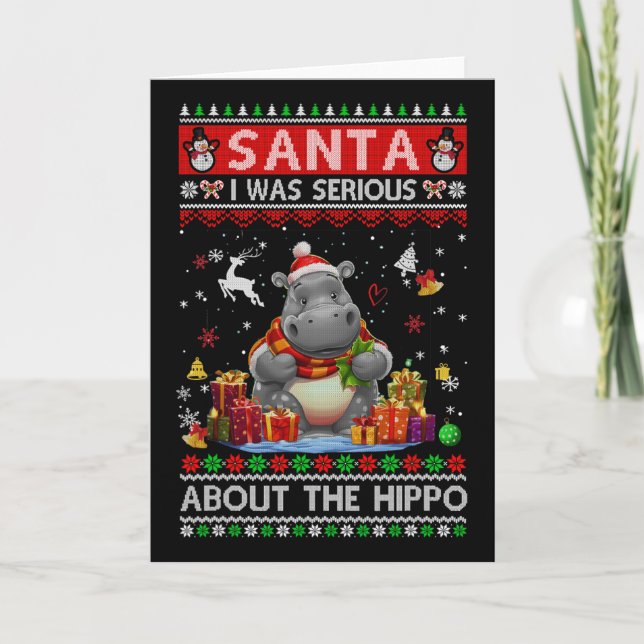 Carte Père Noël, j'étais sérieux à propos de l'Hippopota (Devant)