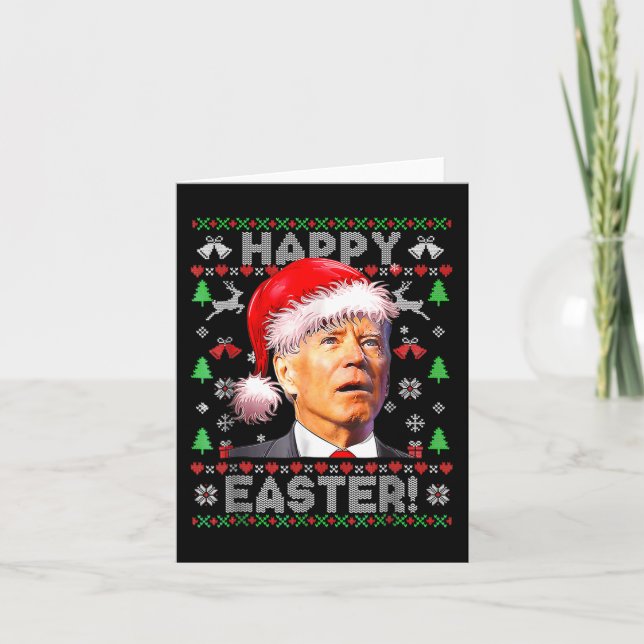 Carte Père Noël Joe Biden Joyeux Pâques Laid Noël 1 (Devant)