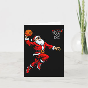 Carte Père Noël jouant au basket-ball Xmas drôle de Noël