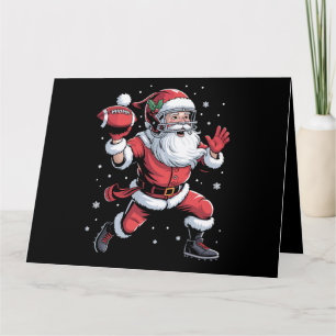 Carte Père Noël Jouant au football américain Noël