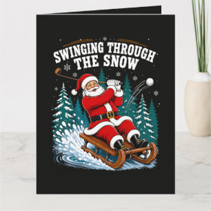 Carte Père Noël jouant au golf Joyeux Noël golfeur