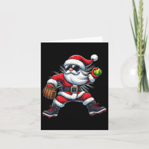 Carte Père Noël jouant au softball comme Tcher garçons e