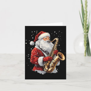 Carte Père Noël jouant du saxophone Musicien de Noël Sax